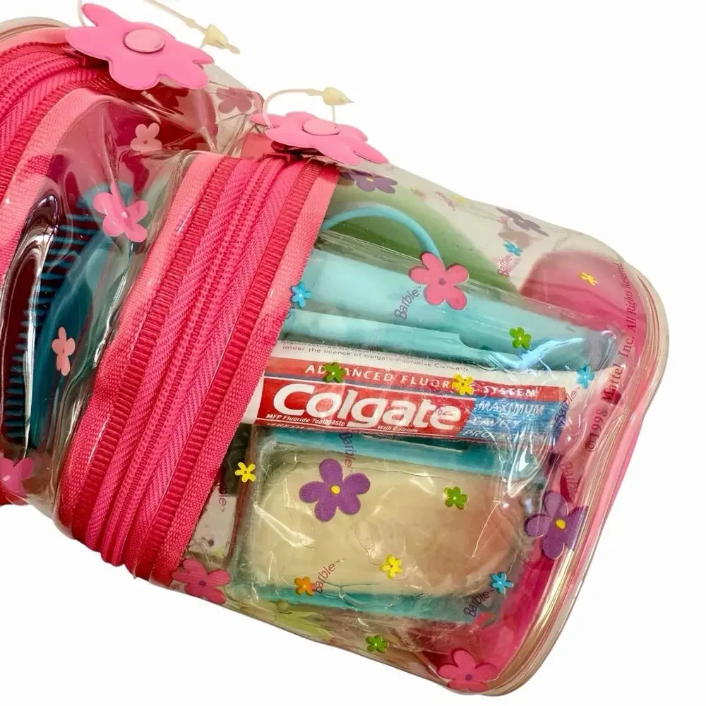 VTG 1998 Barbie Clear Double Decker Cosmetic Bag Case Sealed Deadstock New 90s